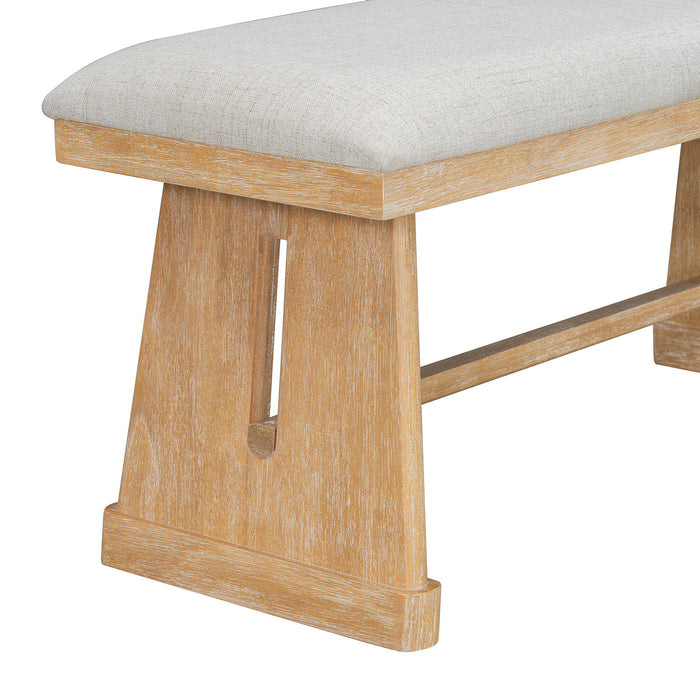 Dining Set With Rectangular Table, 4 Upholstered Chairs & 1 Padded Bench