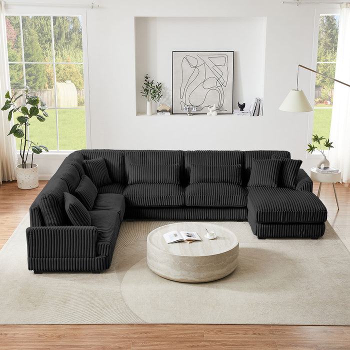 Oversized Sectional Sofa U - Shaped Sofa Couch Modern Sofa Upholstered In Soft Corduroy With A Chaise Lounge For Living Room