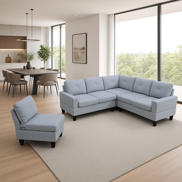 Modular L - Shaped Sectional Sofa 6 Seater 4 Piece Couch With Chaise