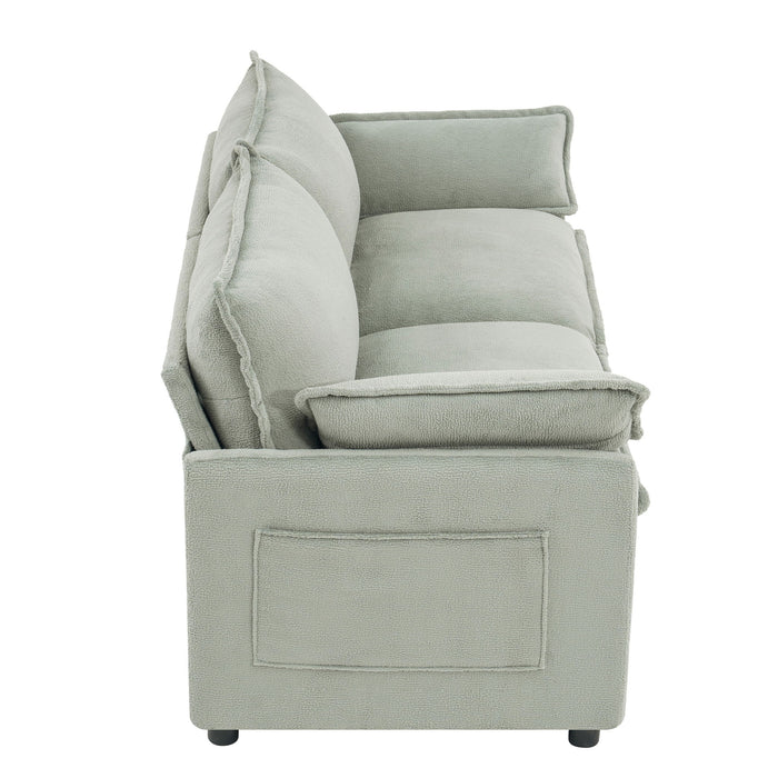 Modern Loveseat Sofa, Upholstered Couch With Side Storage Pockets