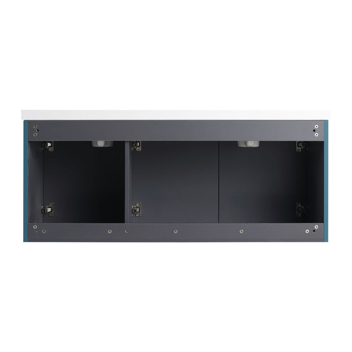 Contemporary Wall Mounted Bathroom Vanity With Resin Double Sink