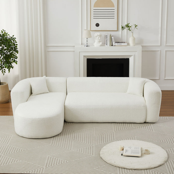 L - Shape Boneless Cloud Couch With 2 Throw Pillows For Living Room