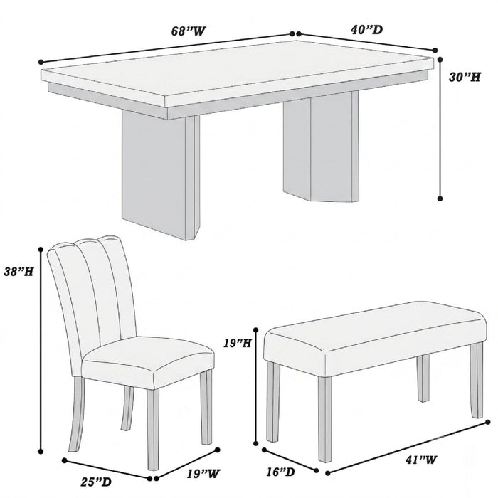 2 Tone Dining Table Set With Upholstered Side Chairs