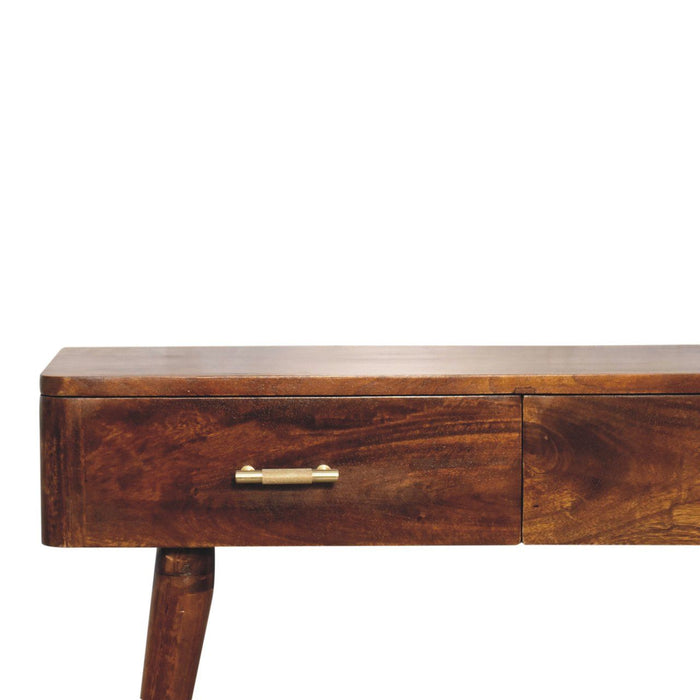 T Bar Console Table, 2 Drawers - Chestnut