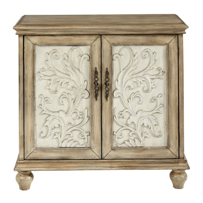 Driscoll - 2 Door Cabinet With Floral Design - Reclaimed Natural
