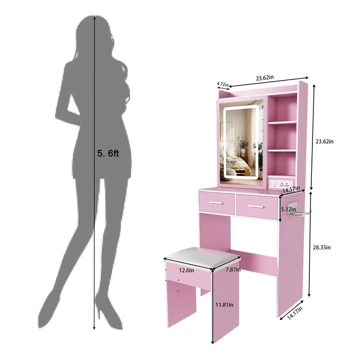 Small Makeup Vanity Desk With Adjustable LED Lights