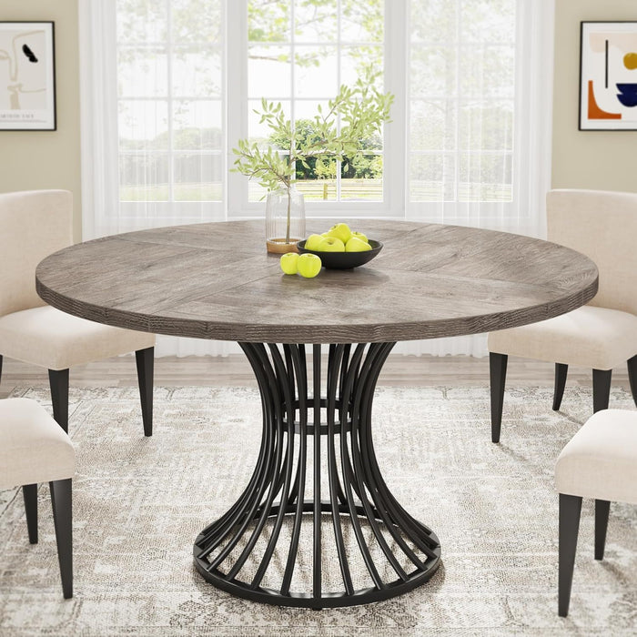 Round Dining Table For 4 - 6, (Table Only) - Gray / Black