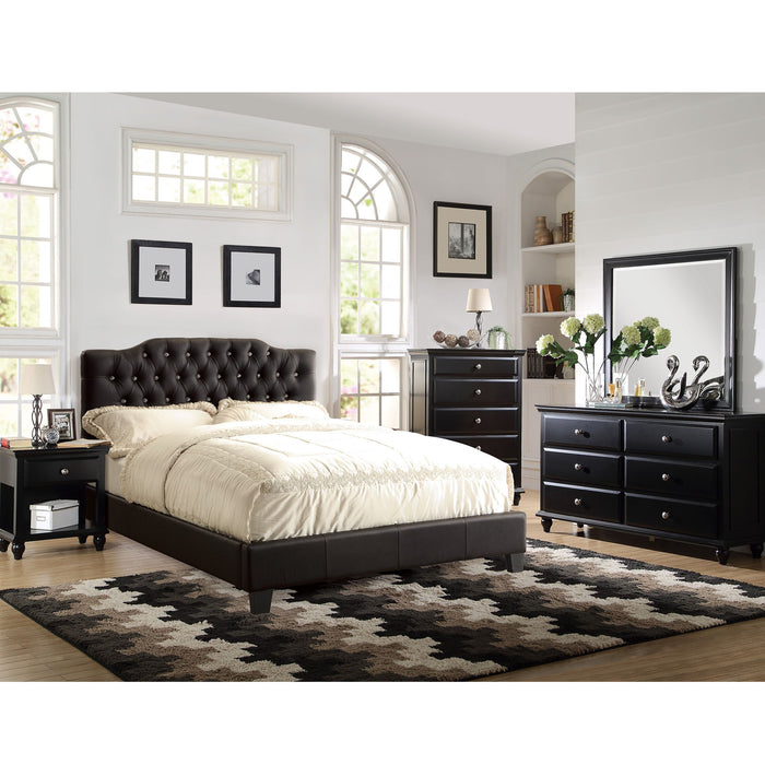 Modern Bed Frame With Tufted Upholstered Headboard