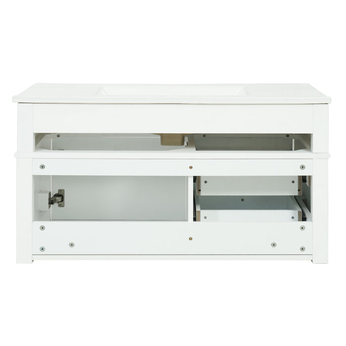 Modern Wall Mounted Floating Cabinet With Double Drawer And Sink