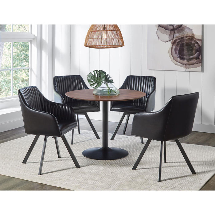 Round Dining Table With Pedestal Base - Warm Walnut