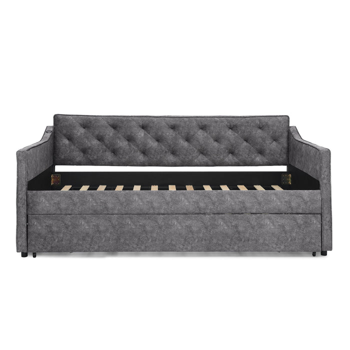 Daybed With Pop Up Trundle And USB Charging Armrest