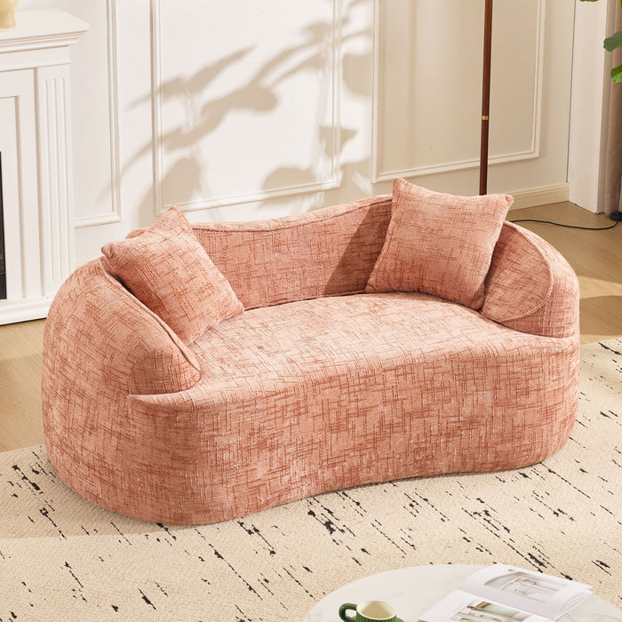 Curved 2 Person Compress Sofa With Armrests, Includes Pillows