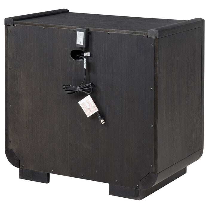 Bangor - 2 Drawer LED Nightstand With USB - Black