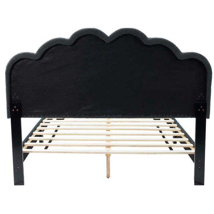Bed With Floral Design Headboard And Built In LED Lighting