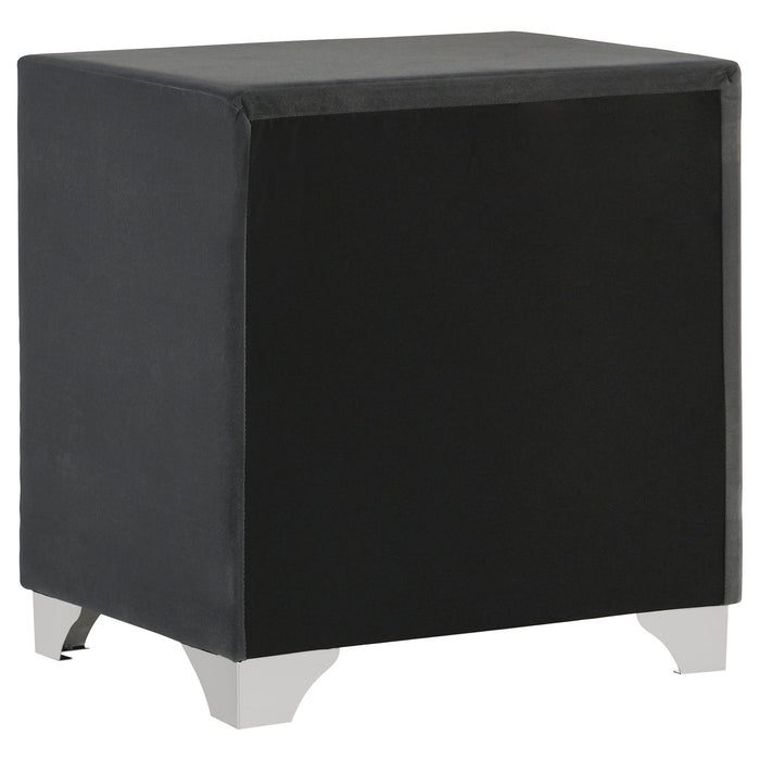 Upholstered 2 Drawer Nightstand With Accents