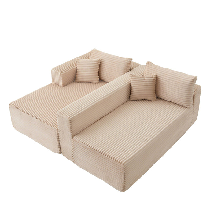Compression Sectional Couch With Comfy Chaise, Boneless L Shape Sofa With Deep Seat