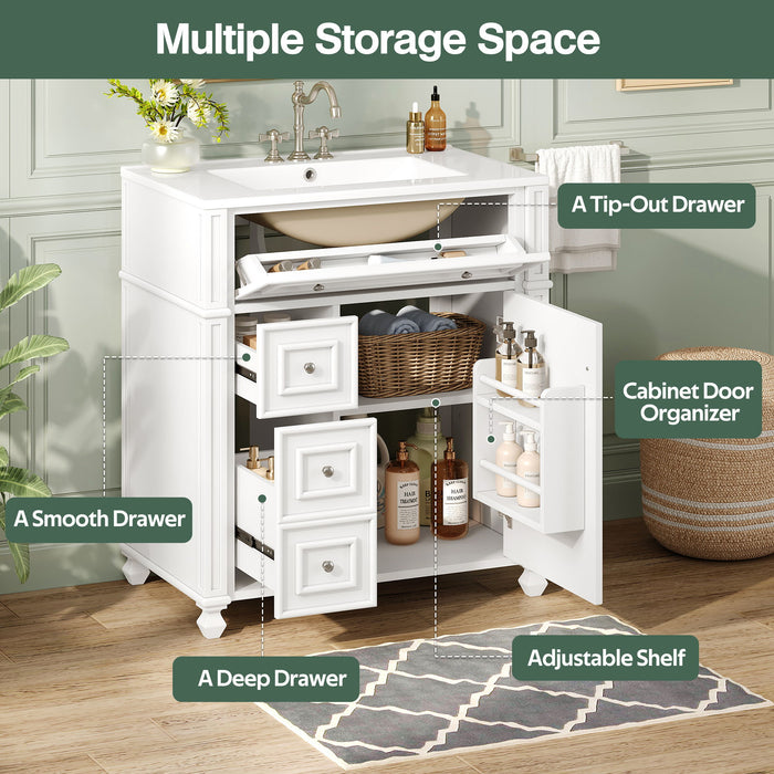 Bathroom Vanity Cabinet With Sink, Soft Close Doors With Door Organizer