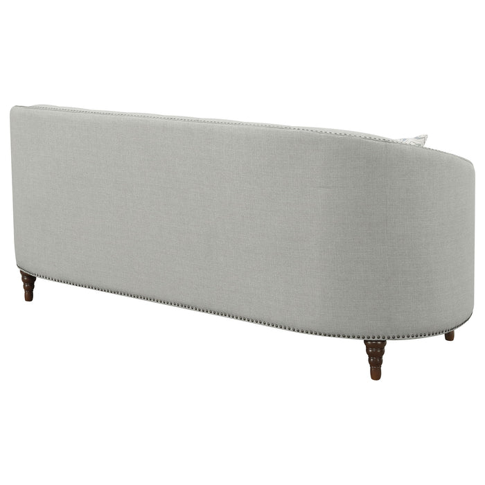 Veronica - Light Sloped Sofa With Tufted Elegant Upholstered Lounge Seating - Light Gray