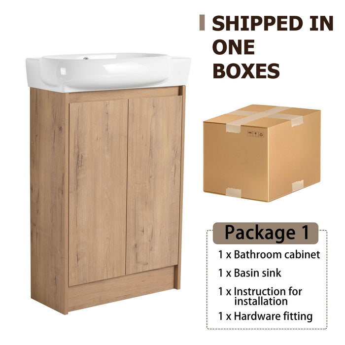 Freestanding Bathroom Vanity With Sink And Storage Rack, Soft Close Doors Base With Basin