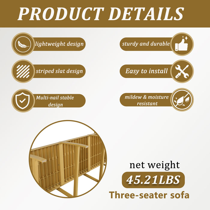 1 Piece Indoor / Outdoor 3 Seater Sofa, UV-Resistant, Waterproof And Durable