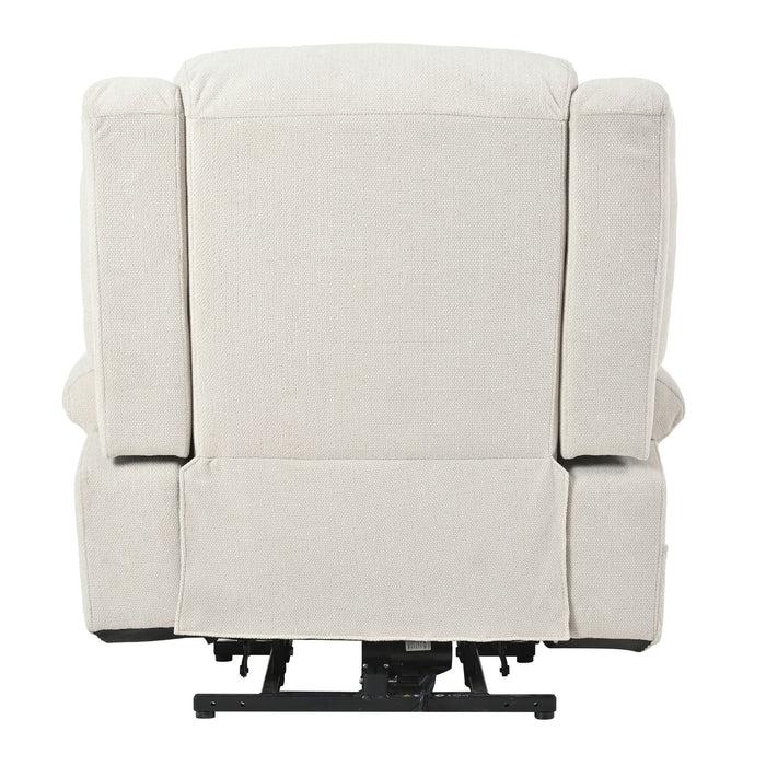 Power Lift Recliner Chair With Extended Footrest, Remote Control, Cup Holders, And Side Pockets