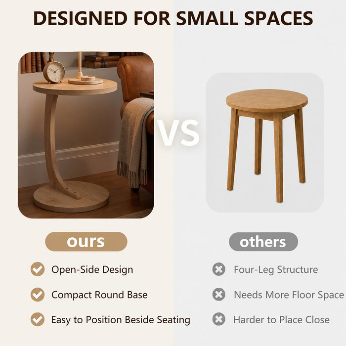 C - Shaped End Table With Sturdy Base