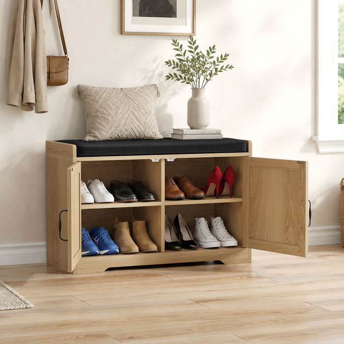 Entryway Shoe Bench With Double Doors
