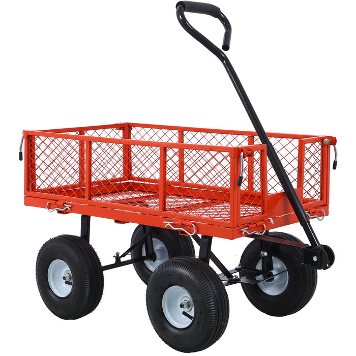 Heavy Duty Steel Garden Cart With Mesh Sides