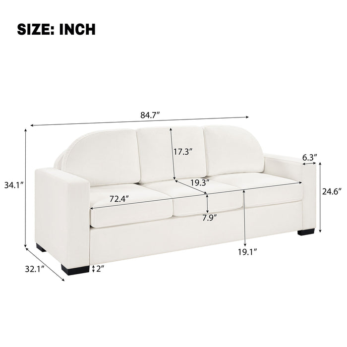 Modern 3 Seater Sofa With Curved Backrest