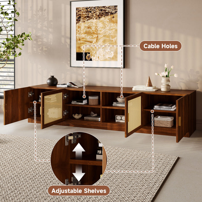 TV Stand, Media Console With Adjustable Shelves - Walnut