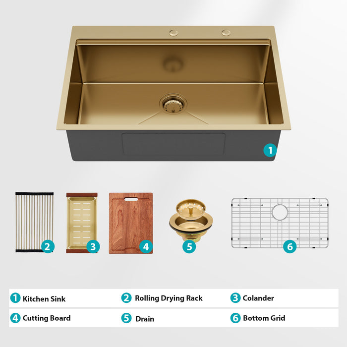 Drop In Kitchen Sink Stainless Steel 16 Gauge