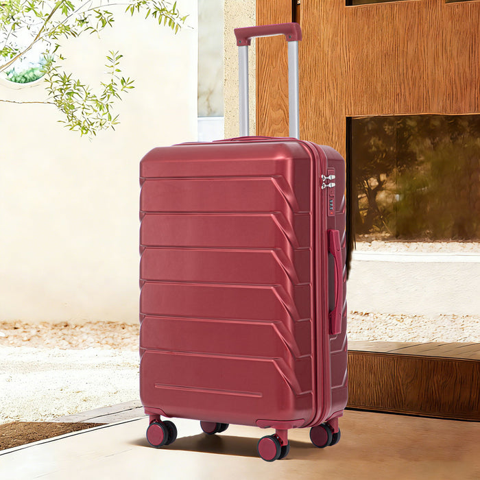 Hard Shell Luggage With Scratch Resistant Surface, 4 Wheels, Combination Lock & Side Hooks