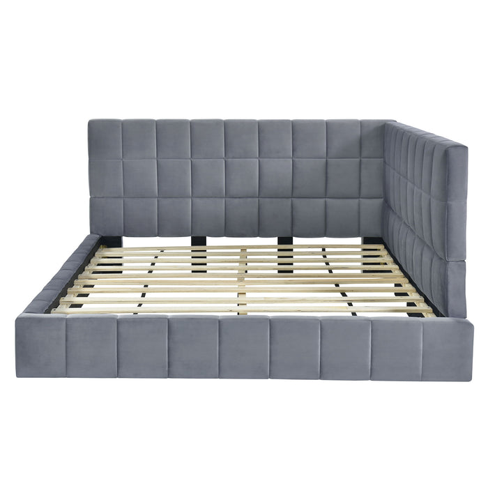 Full Size Upholstered Classic Mid Century Modern Daybed / Sofa Bed Frame, Elegant Design - Gray