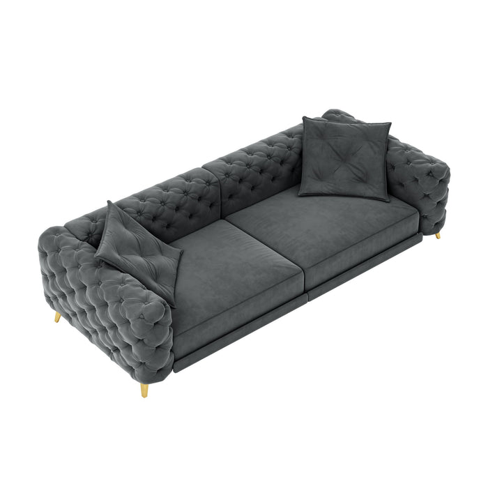 3 In 1 Convertible Sleeper, Deep Seat Pull Out Sofa Bed, Button Tufted
