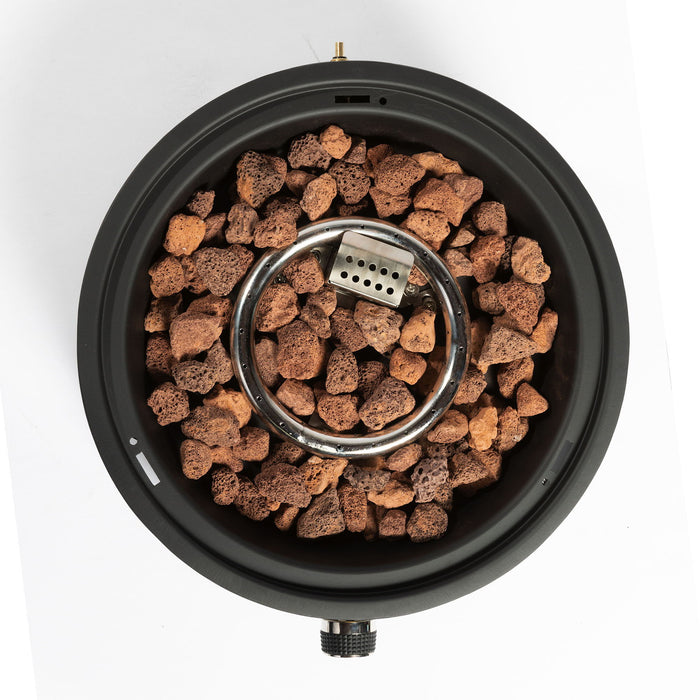 15" Propane Tabletop Gas Fire, 40000 Btu Round Steel Fire Pit For Outdoor Living Room Garden Balcony - Black