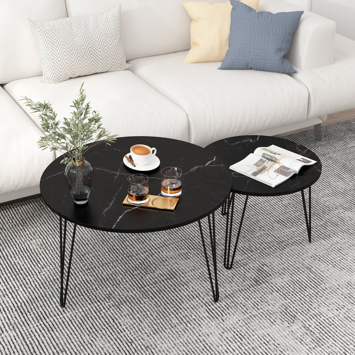 Round Nesting Coffee Table For Living Room (Set of 2)