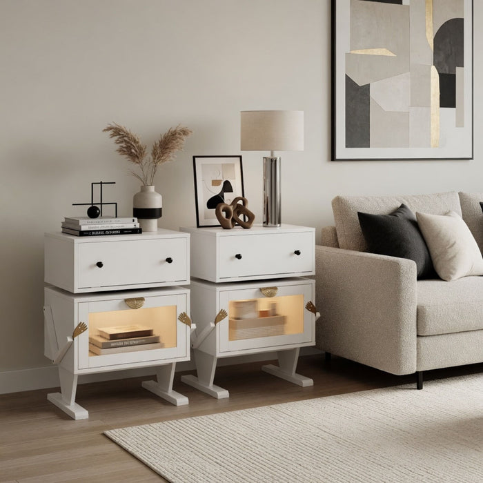 Robot LED Nightstand With 360° Rotating Drawer