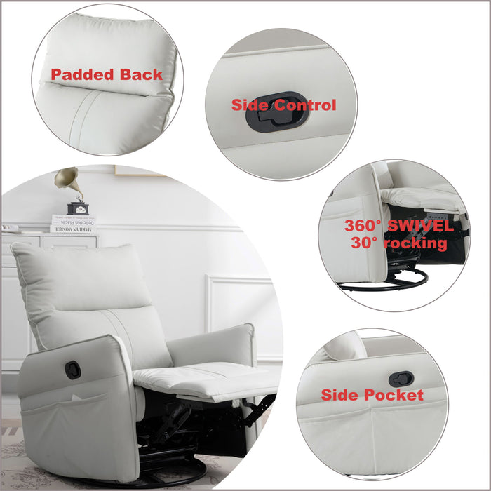360° Modern Small Rocking Swivel Recliner Chair With Side Pocket