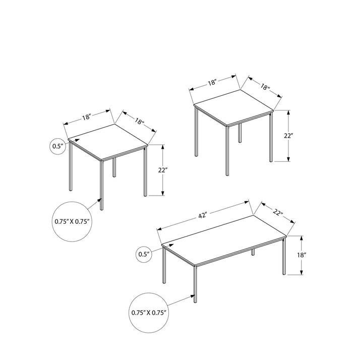 Table Set, Coffee, End, Contemporary, Modern (Set of 3)