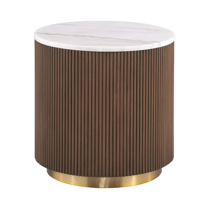 3 Piece Table Set Round Cocktail Table And 2 Round End Tables - Brown / Gold / White