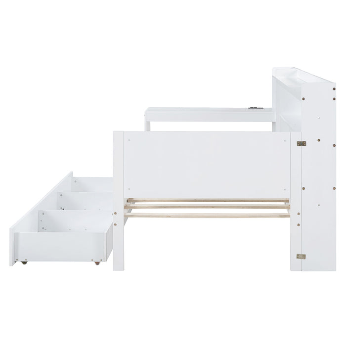 Daybed With 3 Drawers USB Ports And Desk
