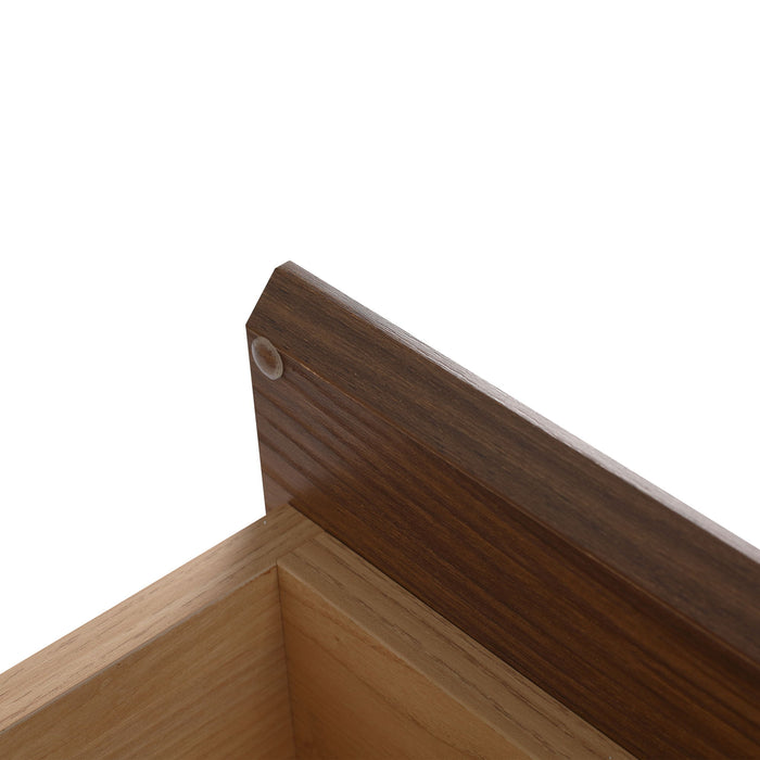 Wall Mounted Bathroom Vanity With Resin Sink And 2 Side Cabinet, 3 Soft Close Drawer - Brown Ebony