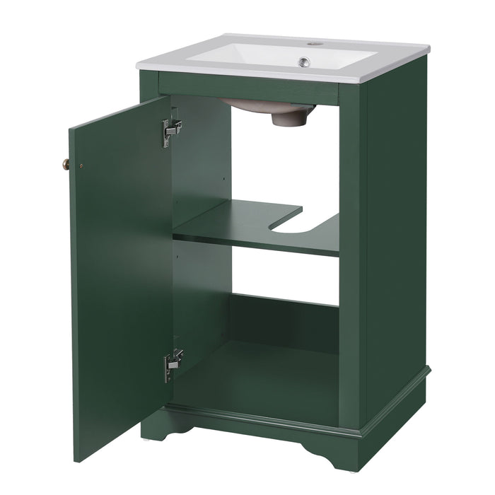 Bathroom Vanity With Sink, Freestanding Single Cabinet Set, Soft Close Door, Adjustable Shelf