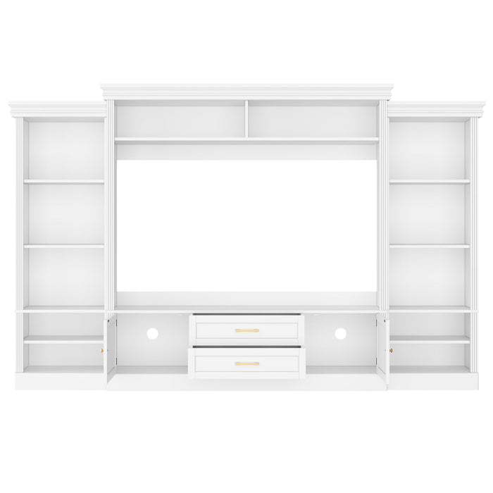 Elegant Entertainment Center Wall Unit With Bookshelves