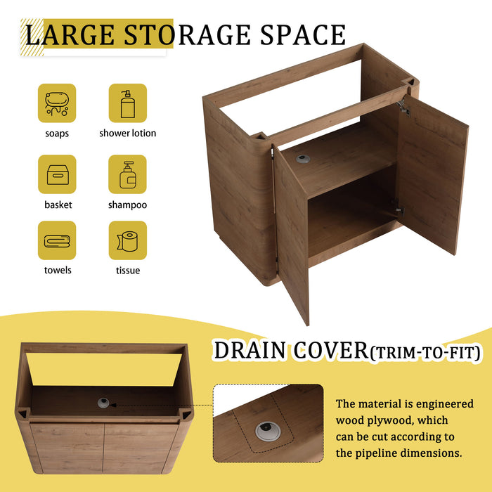 Freestanding Bathroom Vanity With Sink & 2 Soft Close Doors