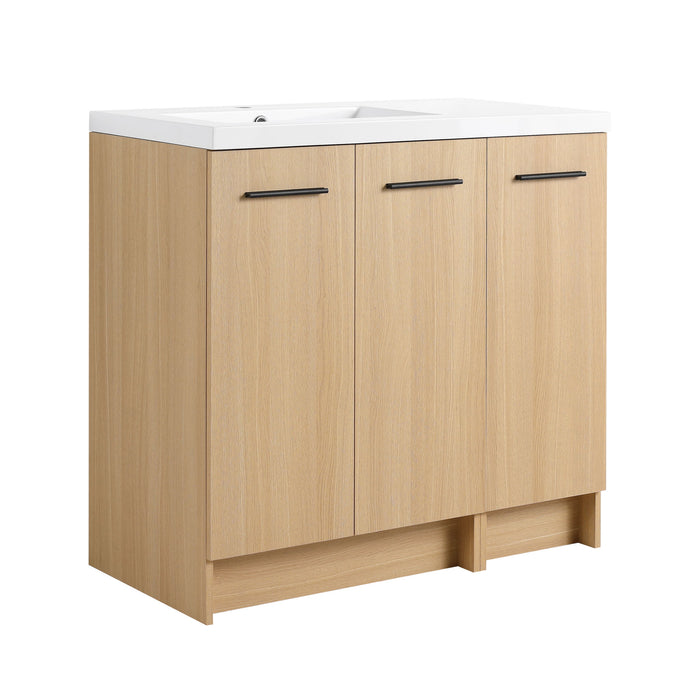 Wall Mounted Floating Bathroom Vanity With Sink, 3 Door Modular Cabinet