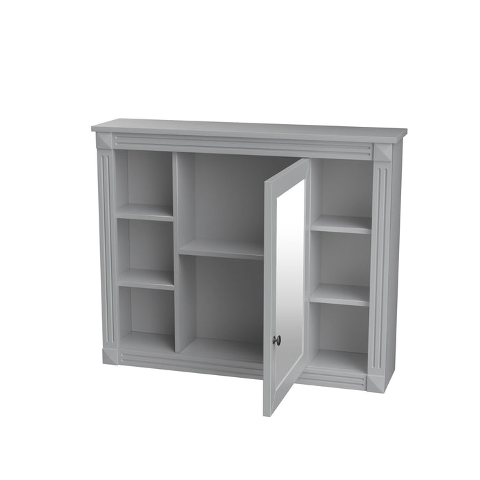 Wall Mounted Bathroom Storage Cabinet With Mirror, Cabinet With 6 Open Shelves And Adjustable Interior