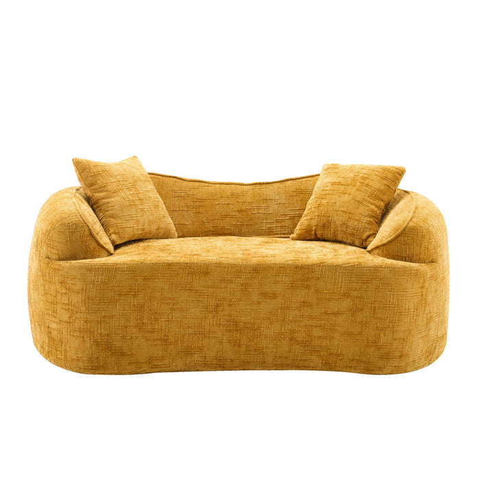 Curved 2 Person Compress Sofa With Armrests, Includes Pillows