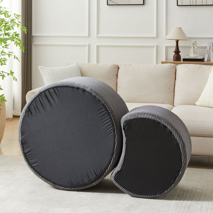 Modern Upholstered Round Coffee Table For Living Room (Set of 2)