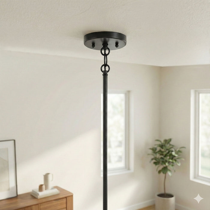 Essence - Single Lights Pendant With Shade - Black / Rattan